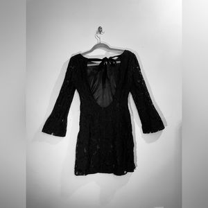 Miss Me couture Black Lace Open Back Fit Flare bell sleeve Mini Dress party goth
